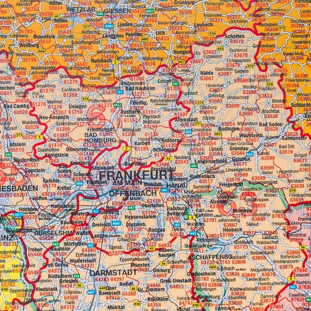 Carte routière Allemagne codes postaux 1:700.000 ultra détaillée