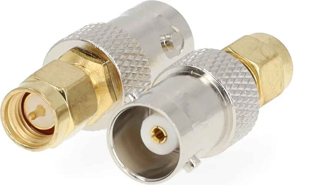 Adattatore SMA | SMA maschio | BNC femmina | Placcato oro | 50 Ohm | Dritta | Rame | Oro | 2 pz. | Scatola