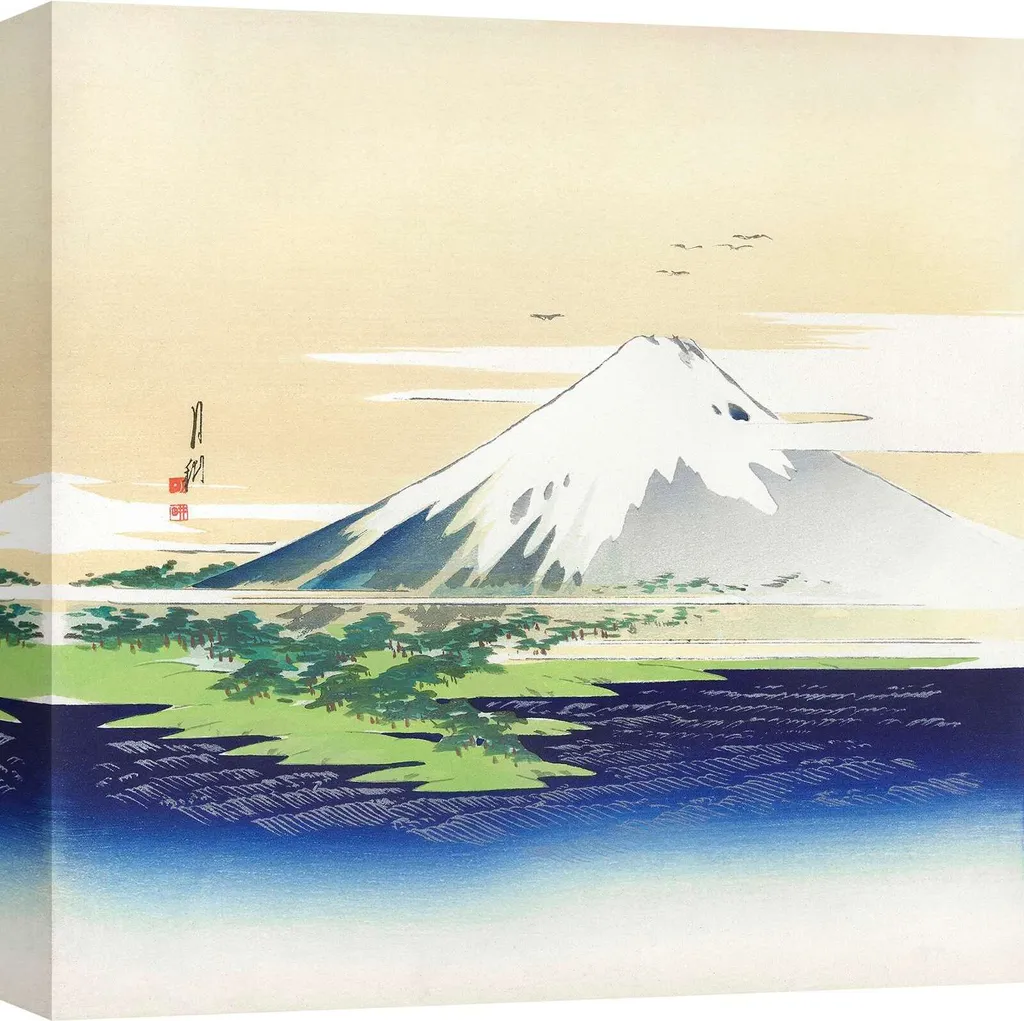 Tableau Japonais Ancien Mont Fuji par Ogata Gekko - Toile 70x70cm