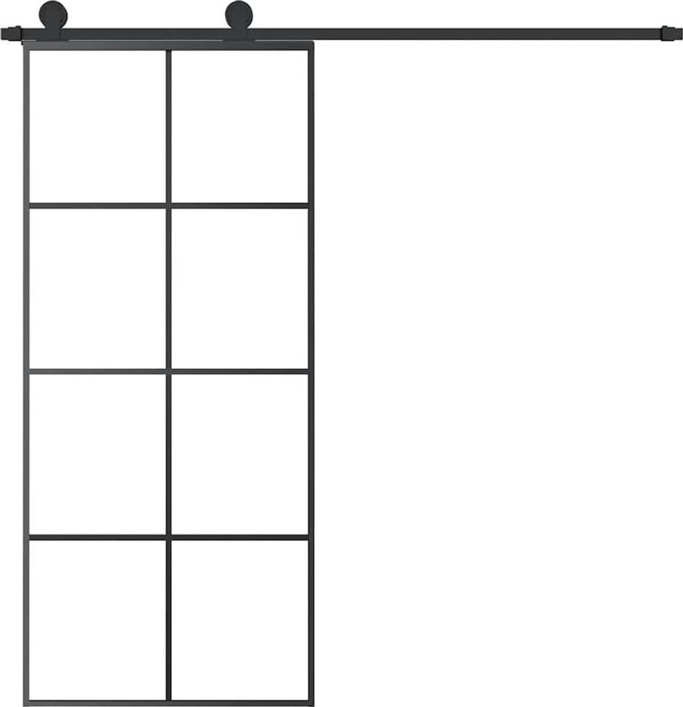 vidaXL Posuvné dvere s kovaním 90x205 cm ESG sklo a hliník Obrázok produktu 