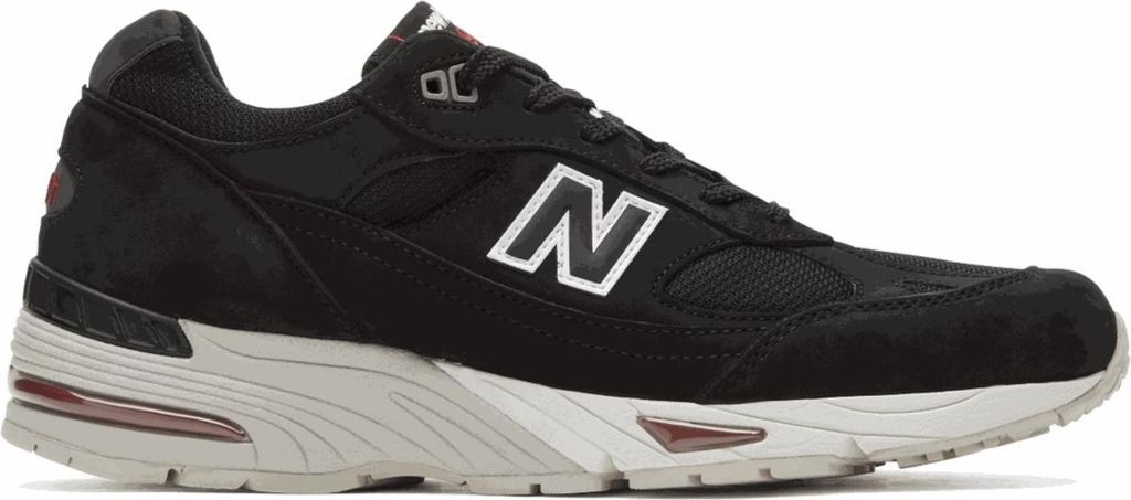 New Balance M991NKR Wildleder-Mesh Schuhe Schwarz-Rot-Grau mit ABZORB-Dämpfung