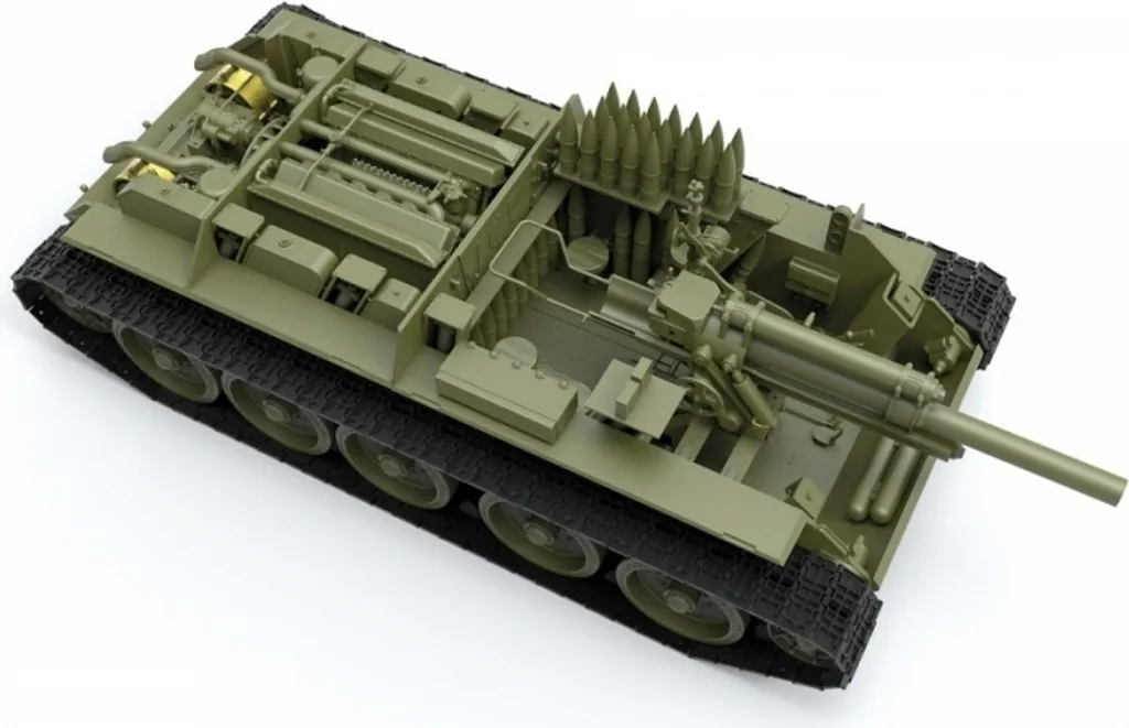 Maquette Char Soviétique SU-122 1/35 avec Aménagement Intérieur Total - 11