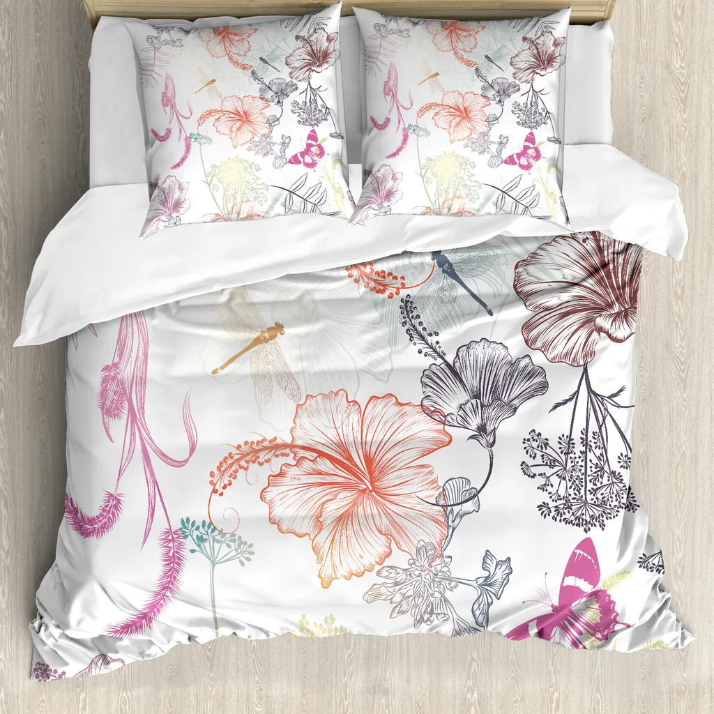 Set Letto ABAKUHAUS 200x200 Libelle e Ibisco - Anti-Acaro