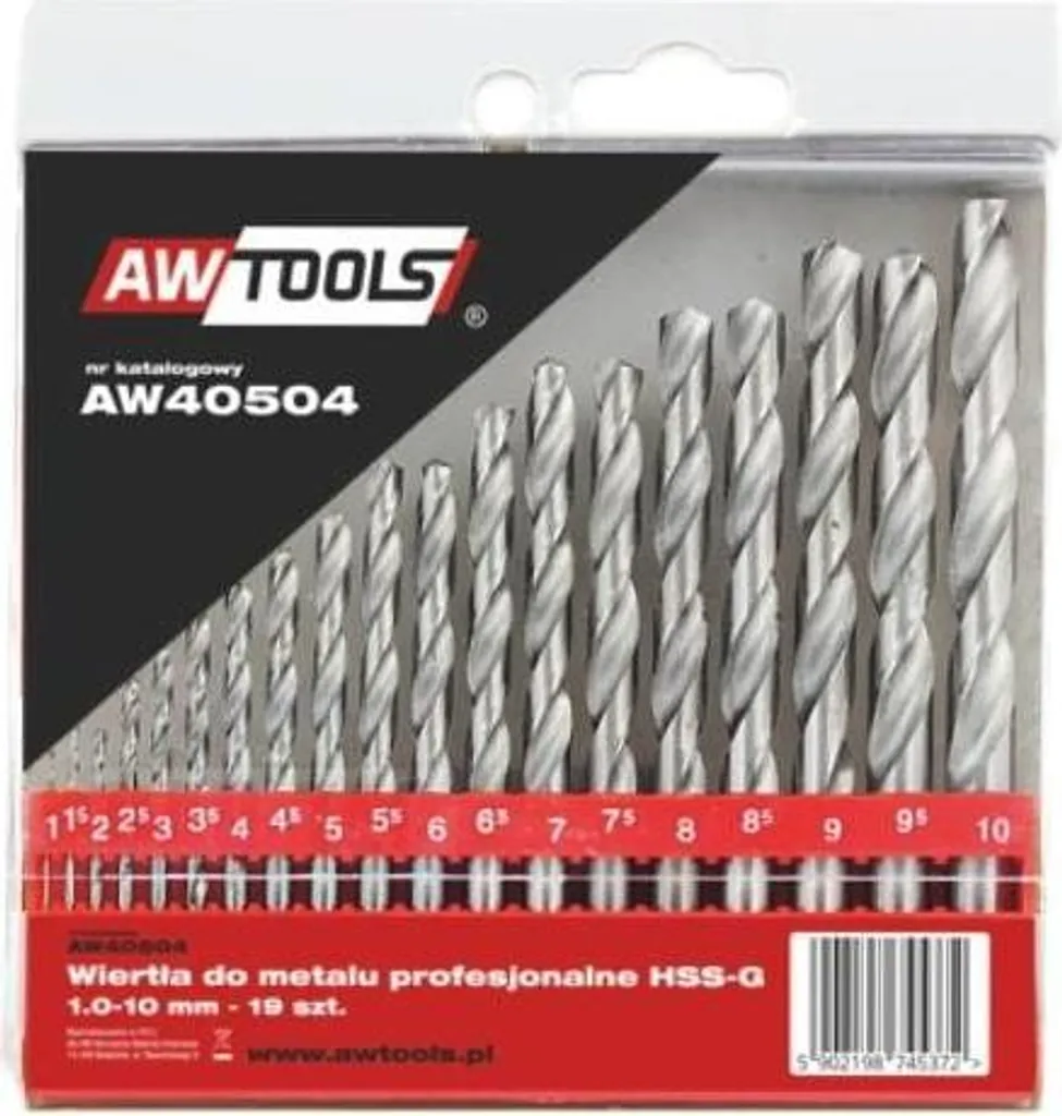 Awtools punte per metallo hss-g set 19elem. /1.0-10.0mm/