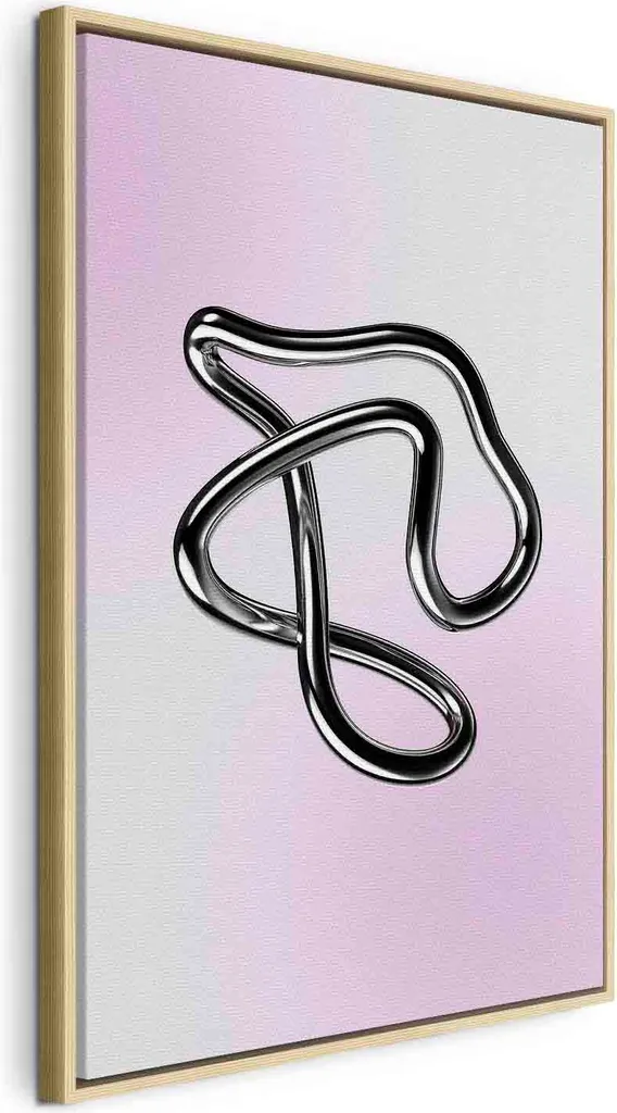 Quadro Astratto Argento su Tela 40x60 - Stile Moderno Fluido