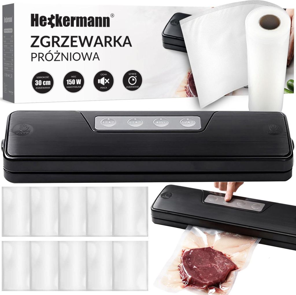 Zestaw Zgrzewarka próżniowa Heckermann GM-77 Czarna + Folia Zdjęcie produktu 