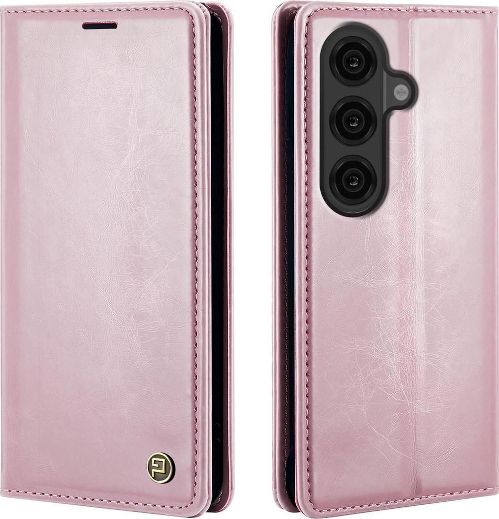 Handyhülle für Samsung Galaxy S26 Kunstleder Flip Vintage Cover Hülle RFID Schutz Case Kartenfach Farbe: Rosa
