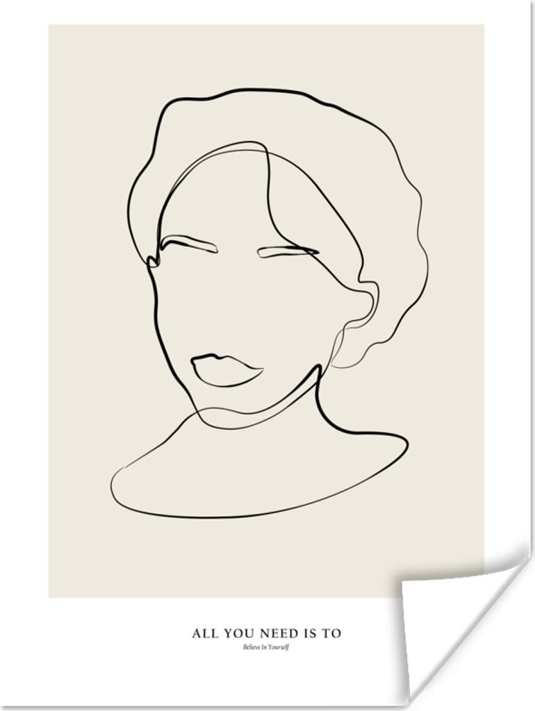 MuchoWow Poster Text - Zitate - Strichzeichnungen - Frauen 90x120 cm - Wohnzimmer