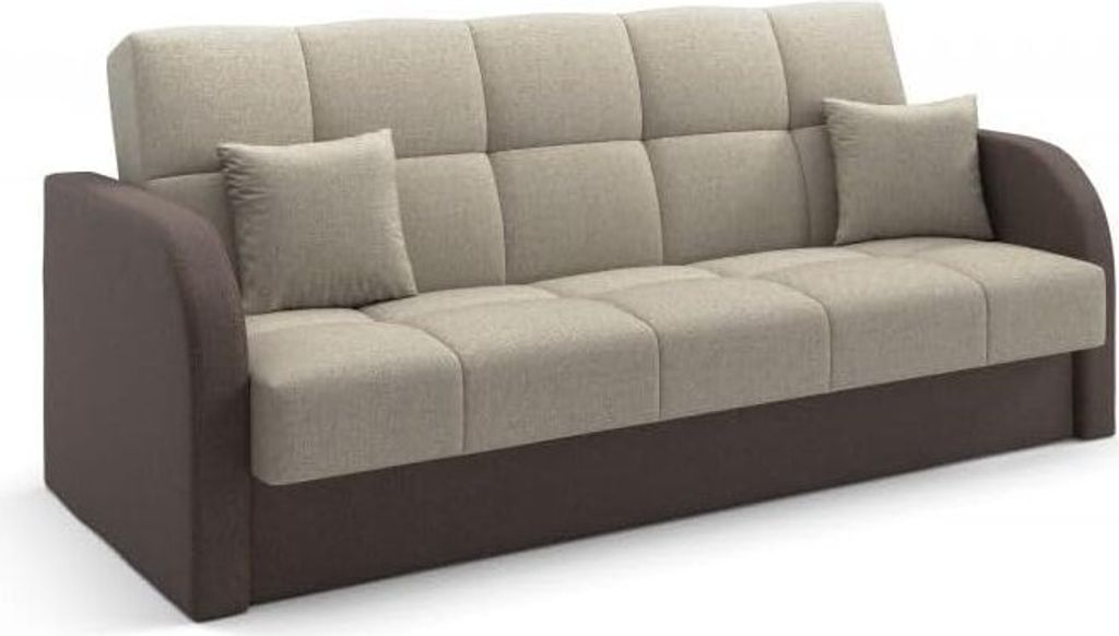 LIKMA Dunkelbeige und Braun Ausziehbar 3 Sitzer Sofa Togo 214x93x85 cm Schlaffunktion Bettzeugbehälter Sofa mit Bettfunktion Schlafsofa Couchgarni...