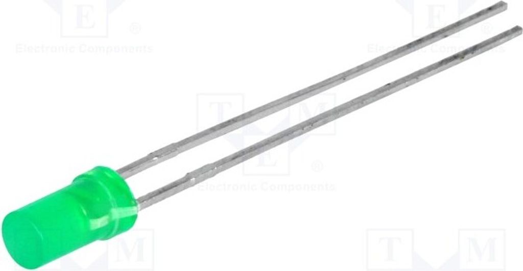 5x LED 3mm 1÷4mcd L-424GDT LED Dioden THT 3mm grün 100°