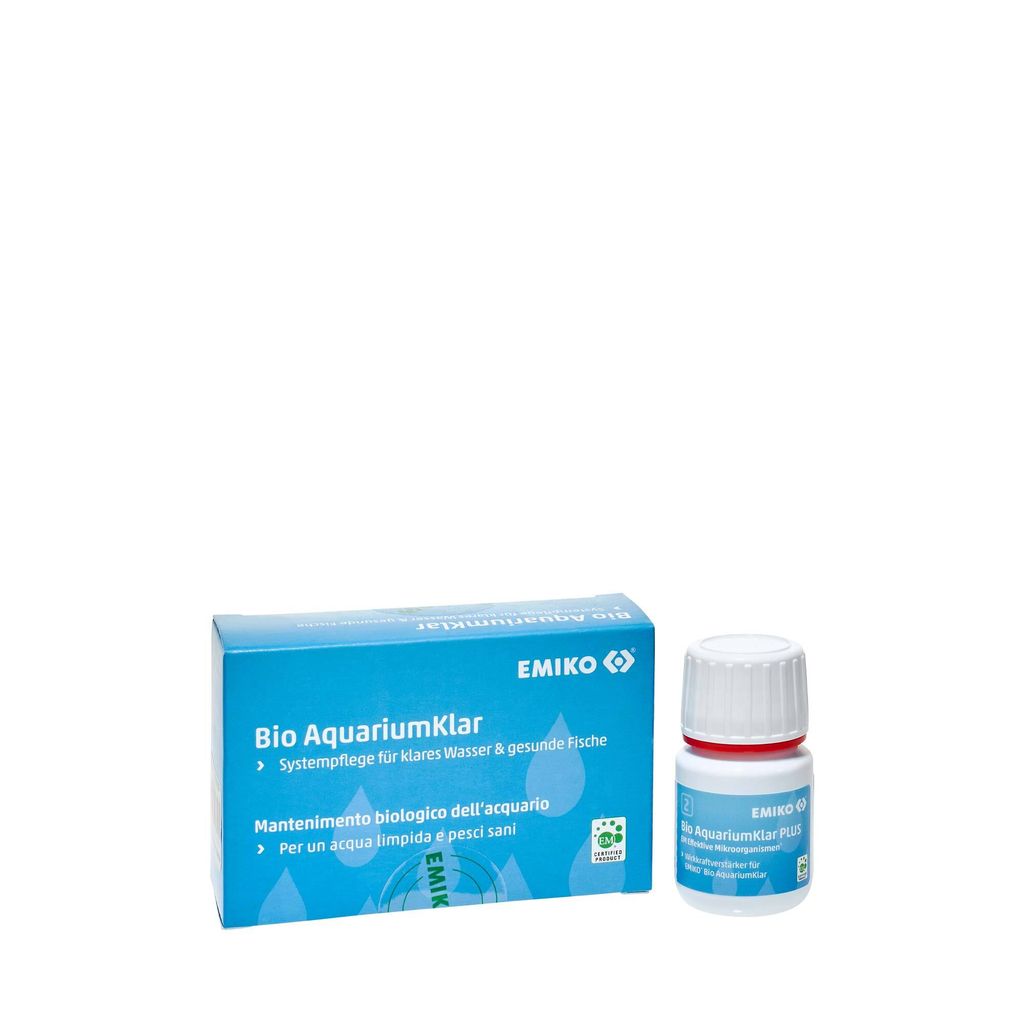 Emiko Bio AquariumKlar Systempflege, 3x30 ml bioaktive Reinigung von Wasser, Bodengrund und Filter im Aquarium