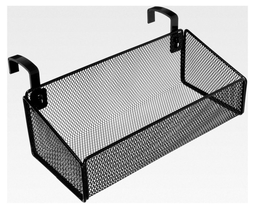 Hängender Aufbewahrungskorb für Bett und Nachttisch mit Haken, Metall schwarz, vielseitiger Hängekorb für Wohnheim, Schlafzimmer und Büro, 12x...