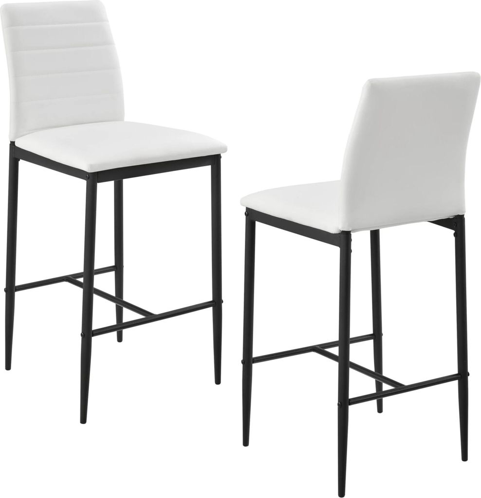 In And OutdoorMatch Luxus Barhocker Jude - 1er Set - Barhocker mit Rückenlehne - Kunstleder 96x43x47cm - Weiß