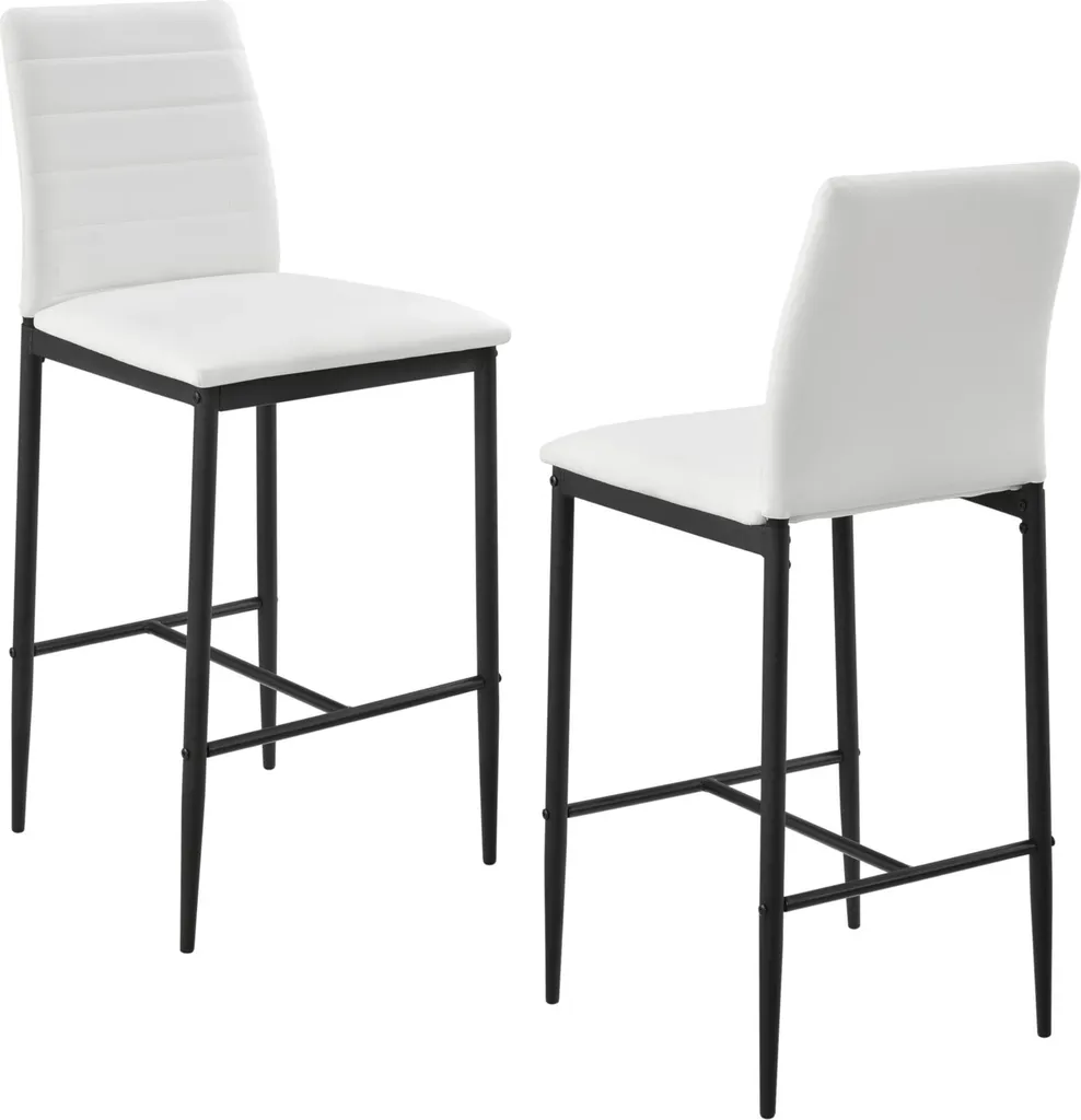 Tabouret de bar Jude Blanc en similicuir - Set de luxe 96 cm de hauteur