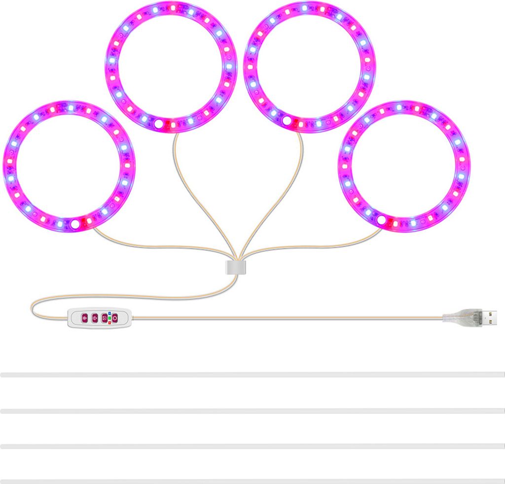Vollspektrum LED Pflanzenlampe Dimmbar 4 Ring Pflanzenlicht Produktbild 5