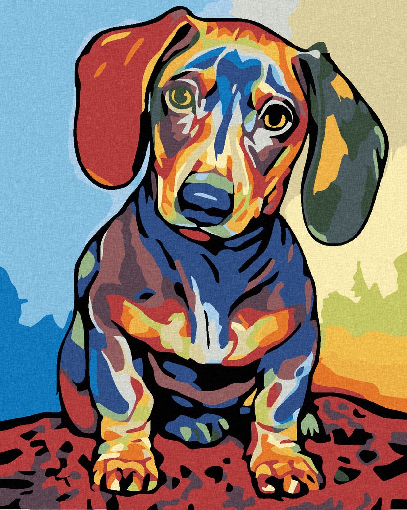 Zuty - Malen nach Zahlen - ABSTRAKT DACKEL, 40x50 cm, mit Keilrahmen (bereits gespannt)