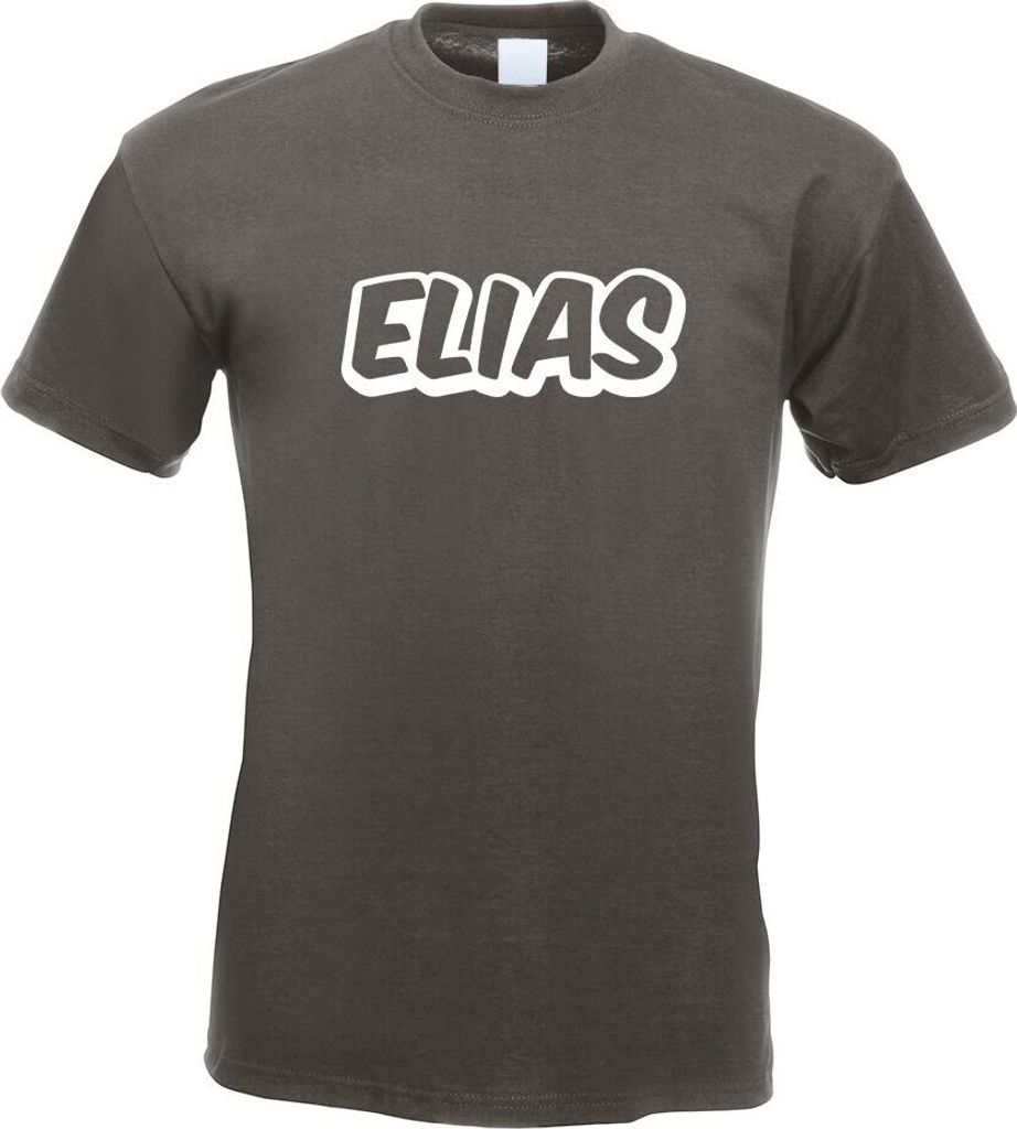 Kiwistar - T-Shirt - Graphit - Elias Vorname Jungen Motiv Bedruckt Funshirt Design Print - mit Motiv Bedruckt - Funshirt Design - Sport - Freizeit ...