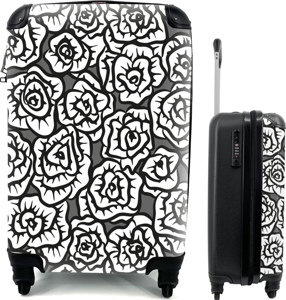MuchoWow MuchoWow Koffer Handgepäck Trolley Rollkoffer Kleine Reisekoffer mit 4 Rollen - Mädchen - Rosen - Schnittmuster - Mädchen - Kinder ...