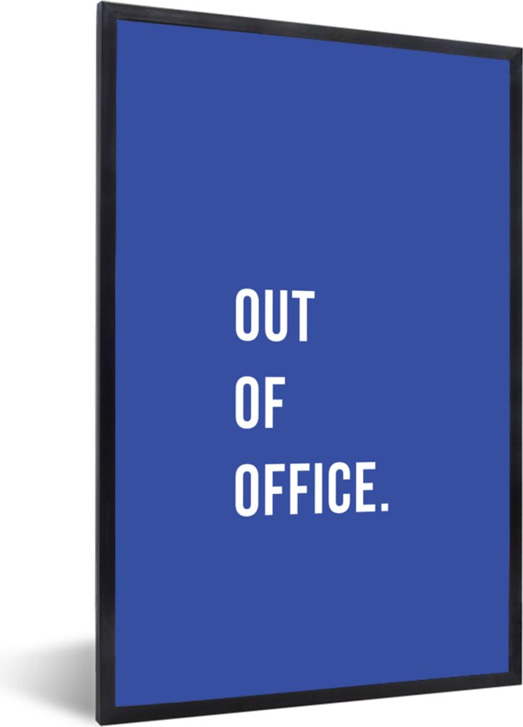 MuchoWow Gerahmtes Poster Zitate - Außer Haus - Blau 20x30 cm - Poster mit Schwarzem Bilderrahmen Wandposter Rahmen Foto Bilder - Drucken - Bild...