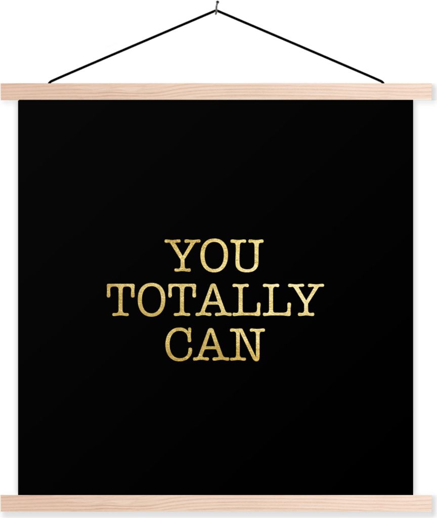 MuchoWow Textilposter Selbstvertrauen - Gold - Schwarz 60x60 cm mit holzfarbenen Rahmen - Wanddekoration