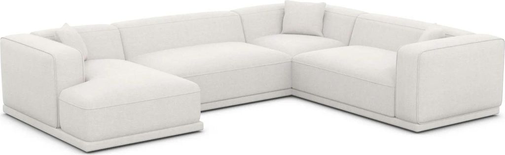 Strukturstoff U-Form XXL Wohnlandschaft Diora Weiß Links