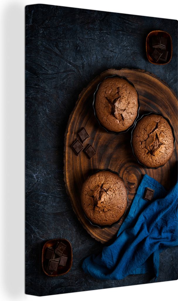 OneMillionCanvasses - Leinwandbilder - 90x140 cm, Muffin - Tablett - Stoff, Wandbilder Kunstdruck Wanddekoration - Wandschmucke - Schlafzimmer