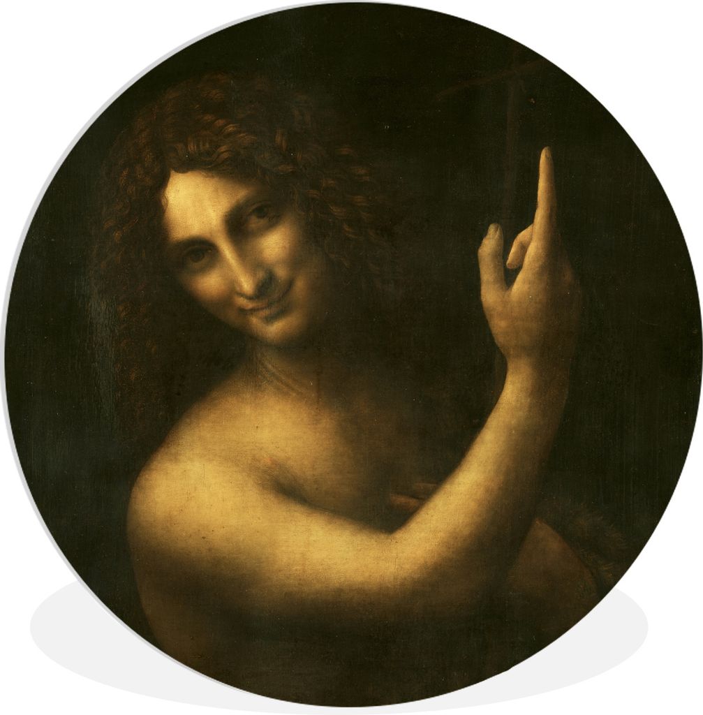 MuchoWow Rundes Wandbild - Runde Bilder Johannes der Täufer - Leonardo da Vinci Ø 90 cm Kreis Wanddekoration Kunststoff - Wandkreis - Wandschmu...