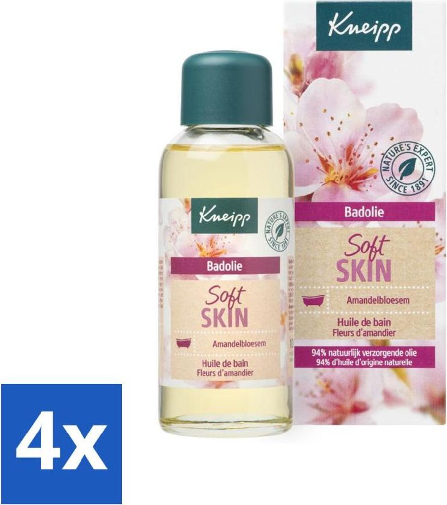 Kneipp - Badeöl - Mandelblüte - Für trockene und empfindliche Haut - 100 ml - Vorteilspack - 4 Stücke