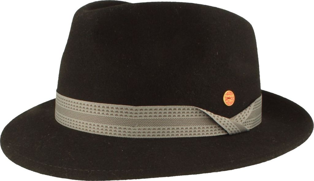 Mayser Maleo Trilby aus Wolle mit gemustertem Band, schwarz, Gr. L