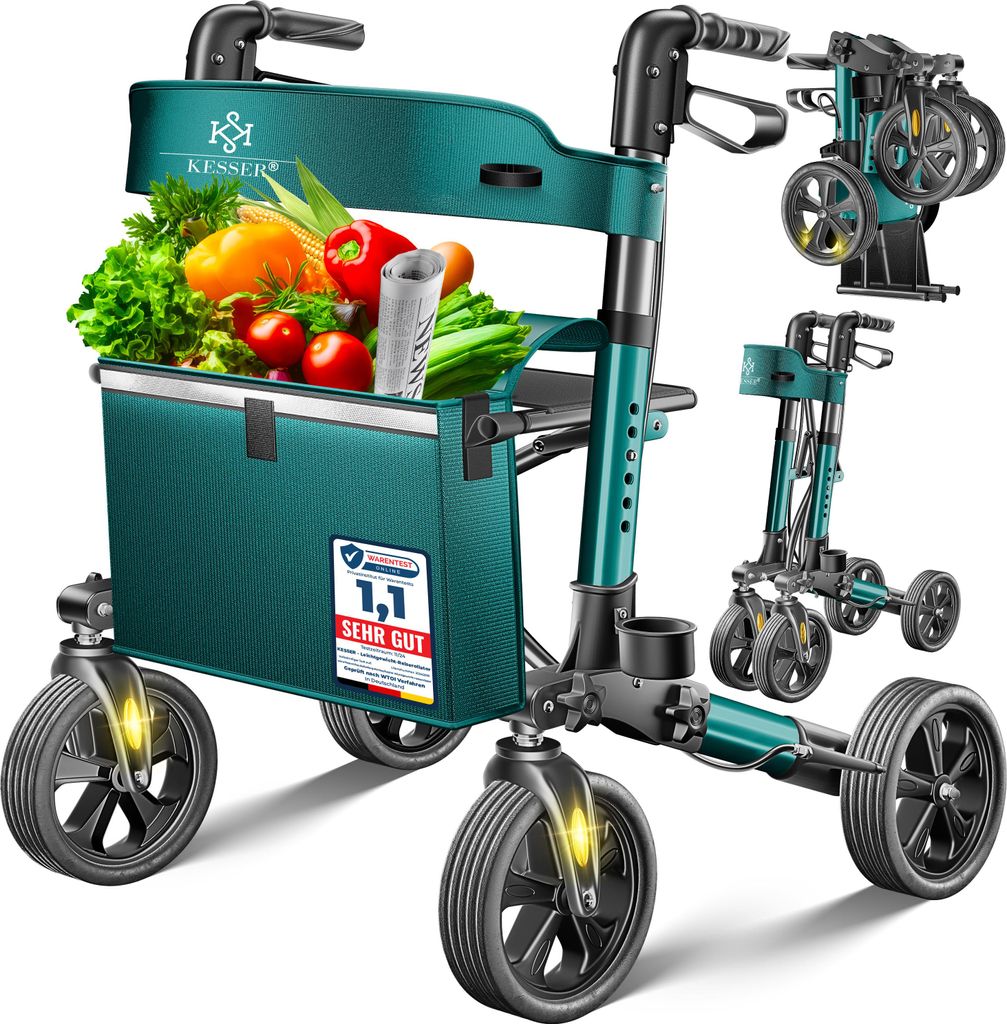 KESSER® Rollator Aluminium faltbar, höhenverstellbar & bis Produktbild 
