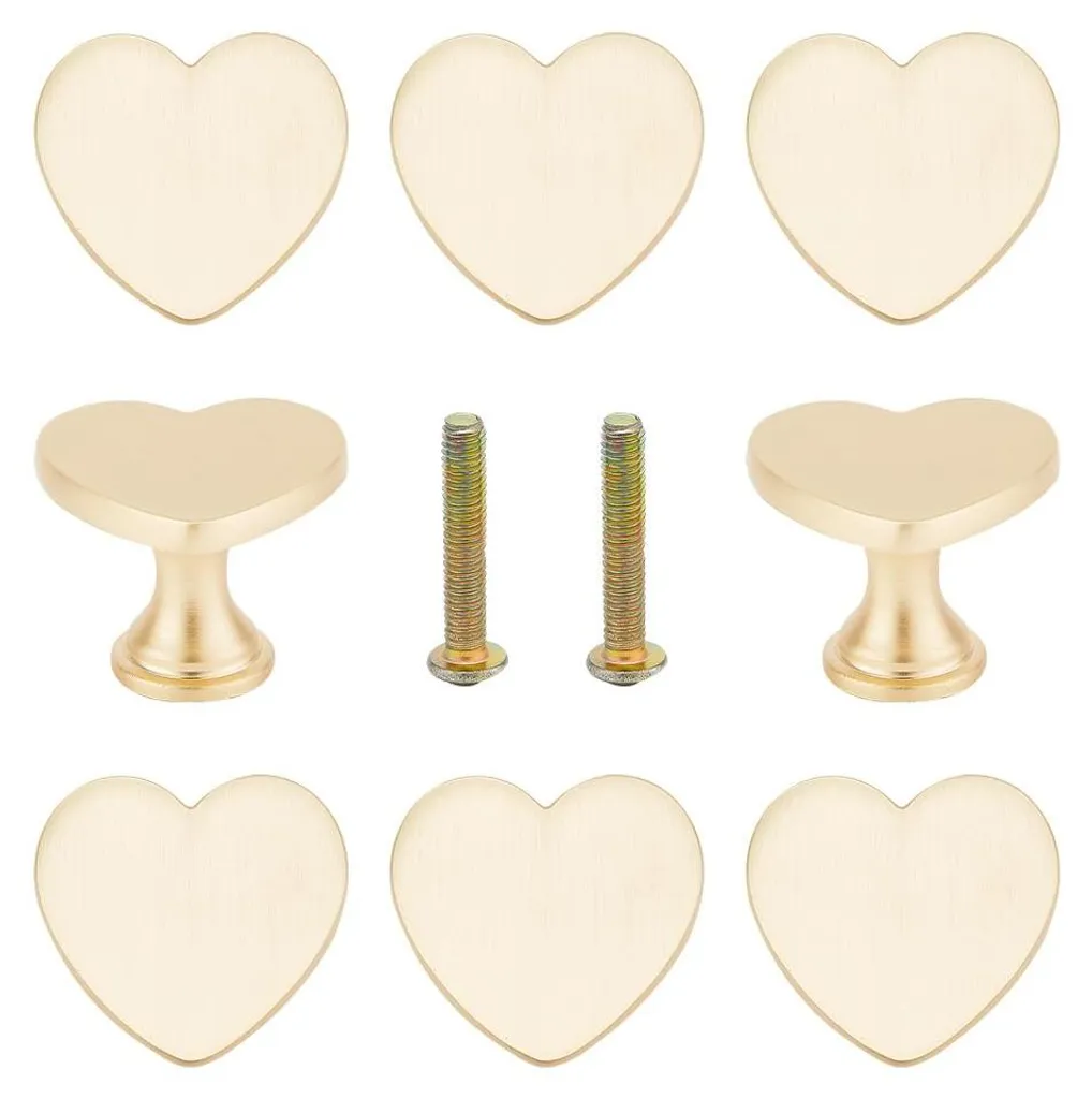 Poignées cœur dorées pour dressing et salle de bain - Set de 8 pièces