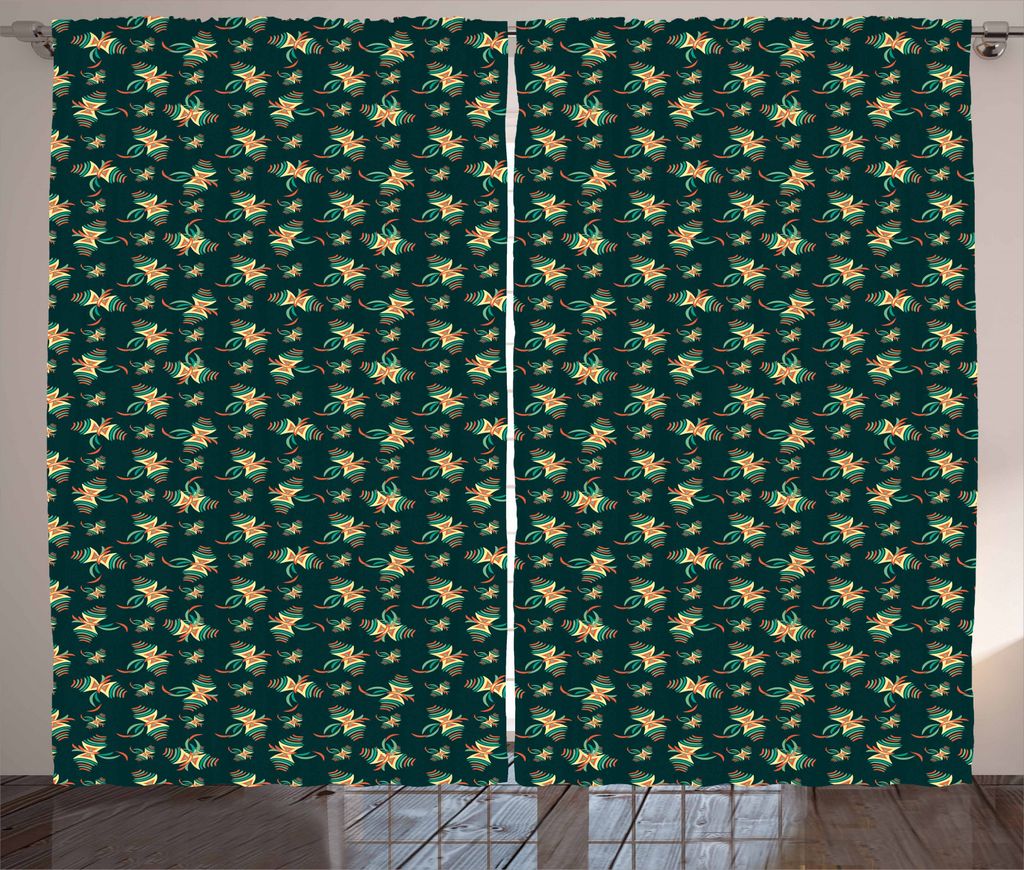 ABAKUHAUS Kites Rustikaler Gardine, Air Toy Schweben im Wind, Schlafzimmer Kräuselband Vorhang mit Schlaufen und Haken, 280 x 245 cm, Jägergrün ...