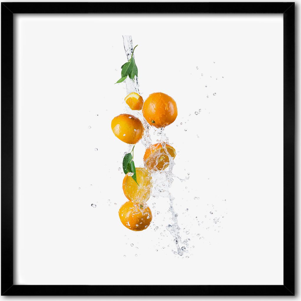 Bild - 50 cm x 50 cm - MDF - Rahmen, Wandkunst - Orangen und Wasser