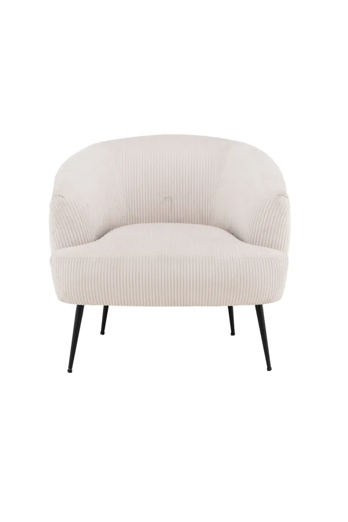 Fauteuil velours blanc Derry idéal pour coin lecture et détente