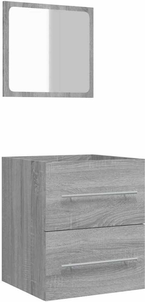 vidaXL Badschrank mit Spiegel Grau Sonoma 41x38,5x48 cm