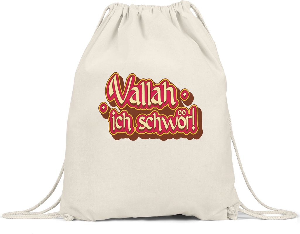 Vallah ich schwör Turnbeutel Türkisch Arabisch Lustig Spruch Humor Statement Witz