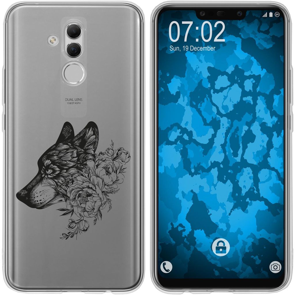 PhoneNatic Case kompatibel mit Huawei Mate 20 Lite Silikon-Hülle Floral Wolf M3-1