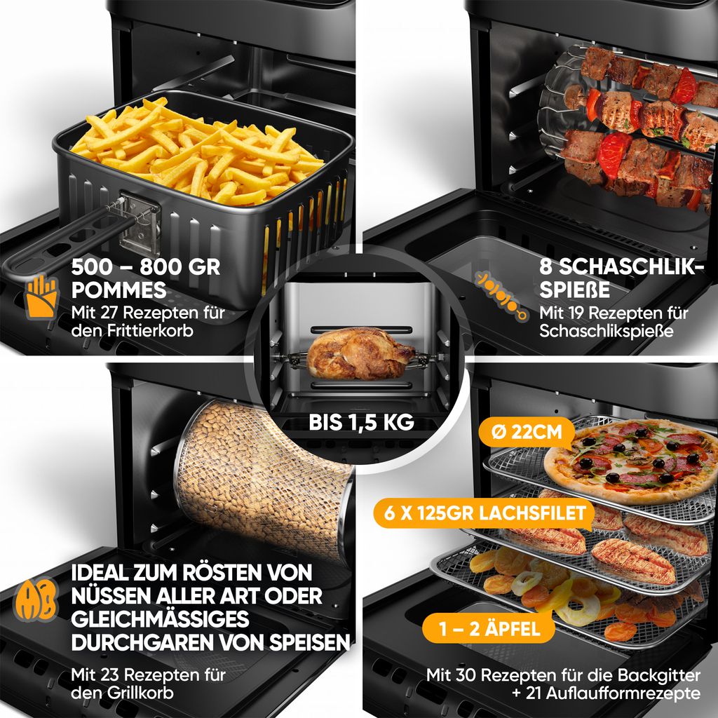 Stillstern Heißluftfritteuse 12L mit LED-Touchscreen, XXL Produktbild 6