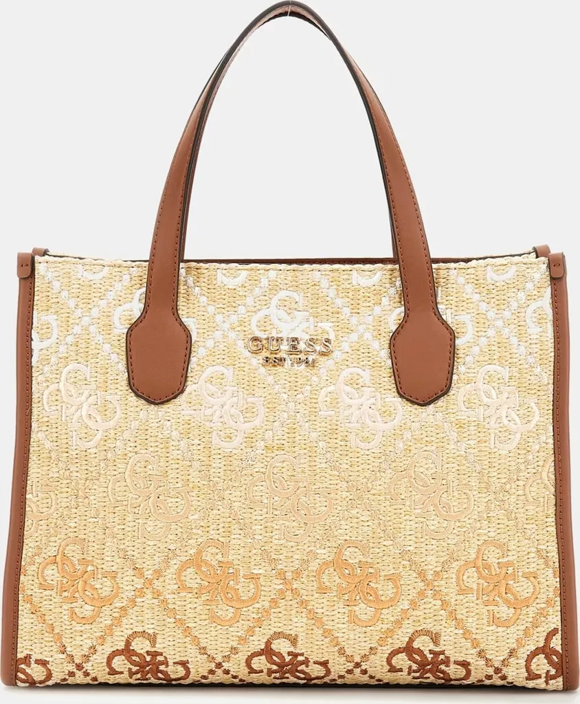 Guess Silvana 2 Comp Tote Marron - Sac Multi-Compartiment en Cuir Synthé