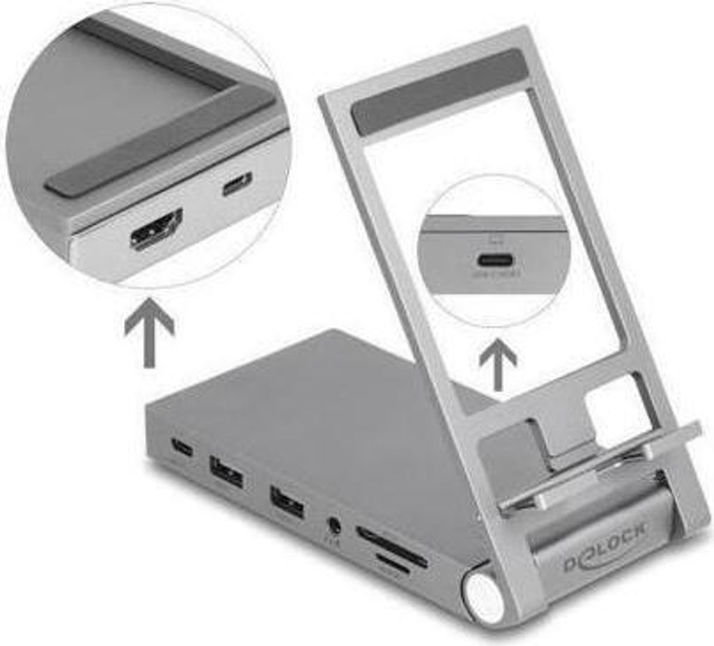 DELOCK Tablet und Notebook Dockingstation 4K mit int. Halt.
