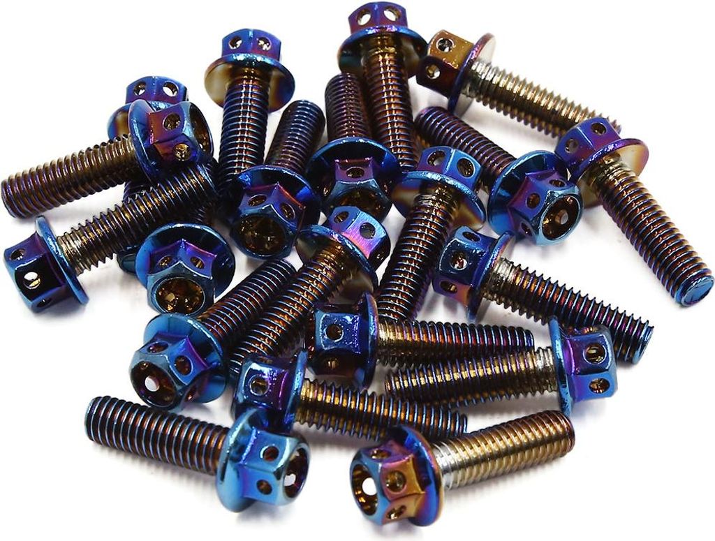 20pcs bunt M6 Motorrad Titanlegierung Sechskantschrauben Verschluss Clips Bolzen DE de