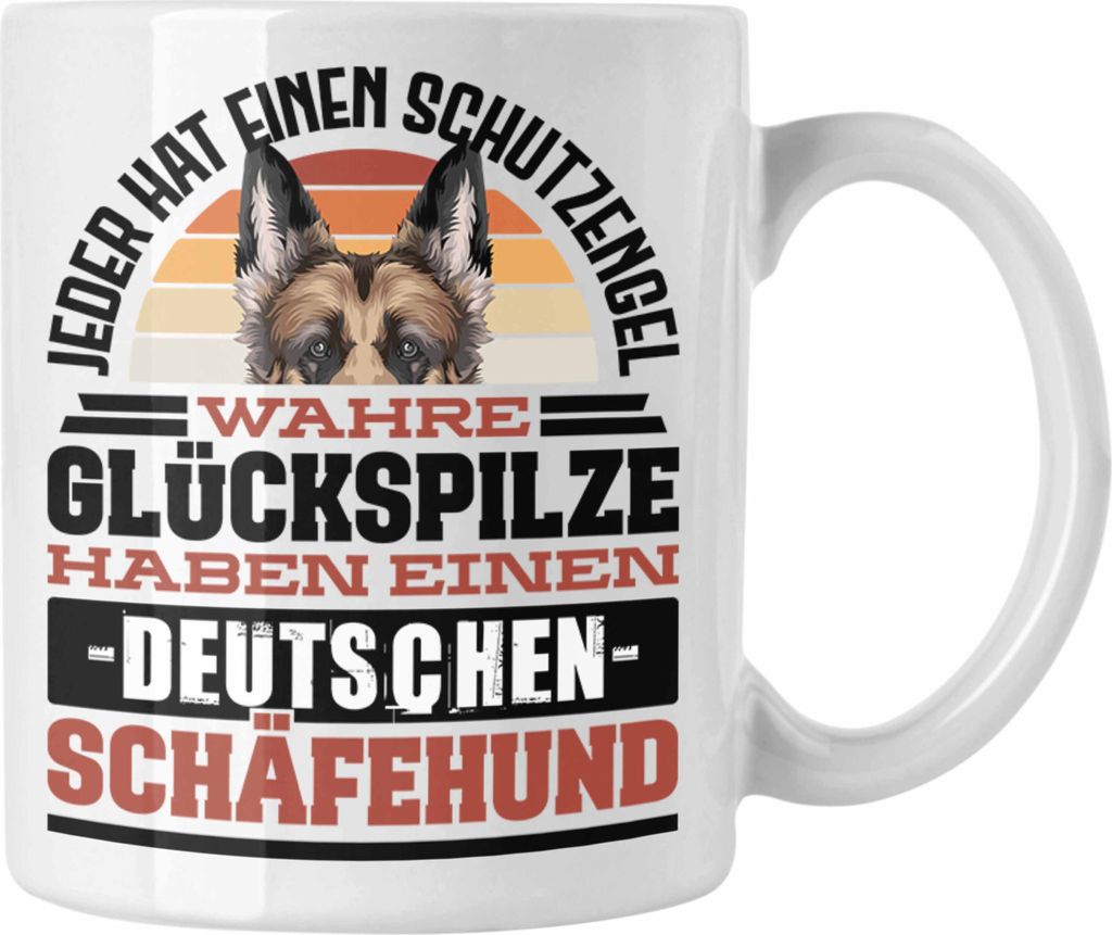 Trendation - Deutscher Schäferhund Tasse Geschenkidee Kaffee-Becher Schäferhund Besitzer Schutzengel (Weiß)