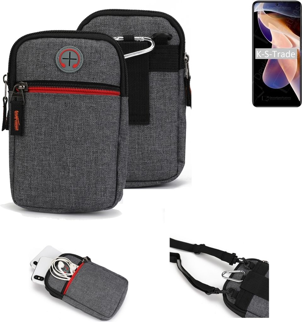 K-S-Trade Holster Gürteltasche kompatibel mit Xiaomi Redmi Note 11 Pro Handy Tasche Schutz Hülle grau Zusatzfächer 1x