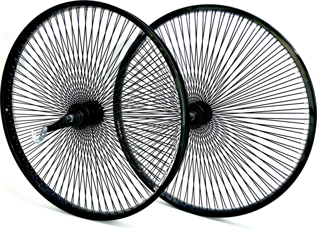 Roues de vélo 26 pouces 140 rayons pour rénovation de cruiser noir
