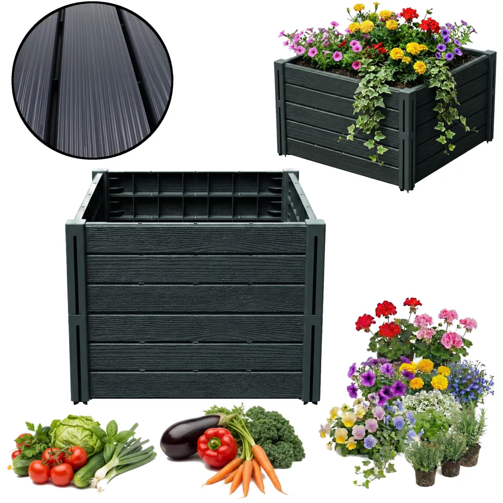 Carré potager anthracite 62 cm haute résistance aspect bois naturel