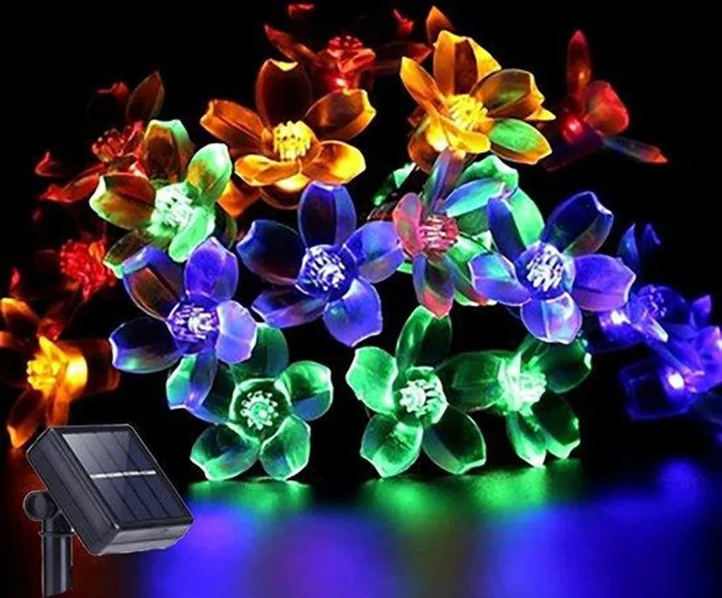 Guirlande Lumineuse Solaire Fleur de Cerisier - Déco Jardin 8 Modes 7m
