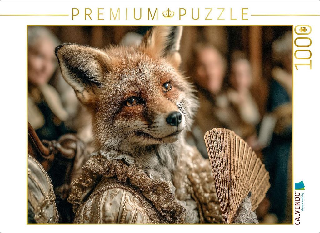 CALVENDO Puzzle Königlicher Fuchs mit Fächer | 1000 Teile Lege-Größe 64x48cm Foto-Puzzle für glückliche Stunden