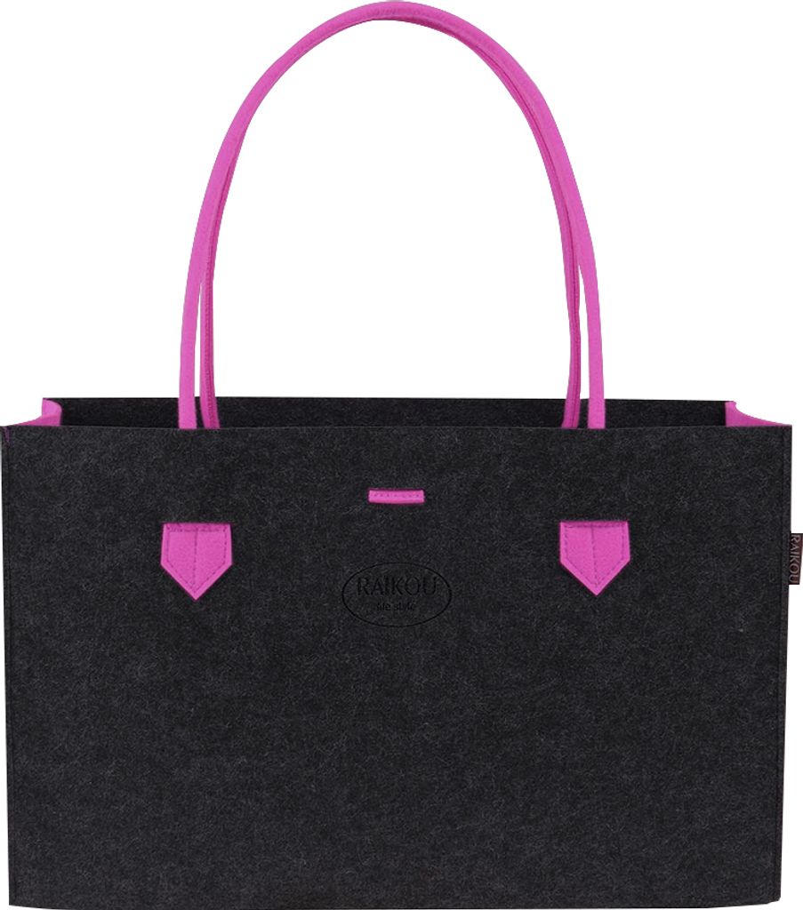 RAIKOU KULT Filz-Tasche Shopper in neuem Design Filzkorb Einkaufstasche Kaminholztasche Picknick-Korb 44*18*31cm Berry/Anthrazit