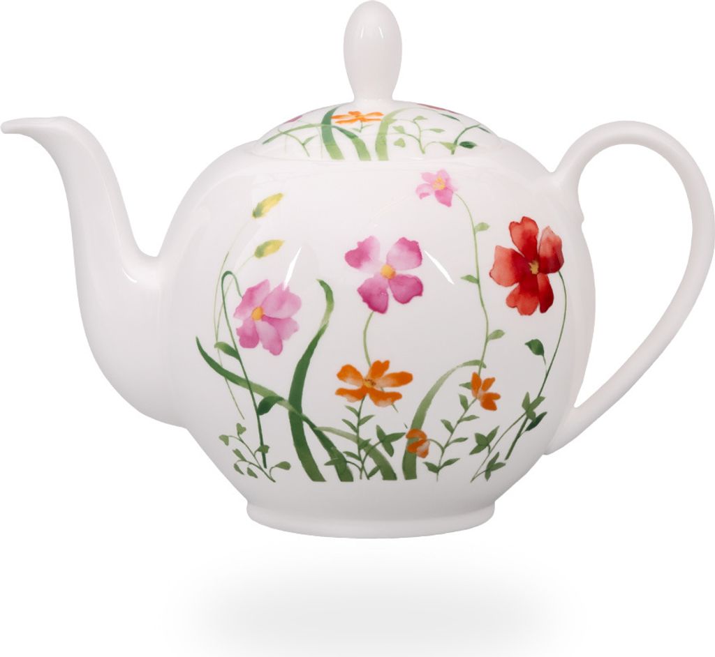 Teekanne / Teekrug / Teebereiter Lotta 1,0l Blumendesign, Fine Bone China Porzellan