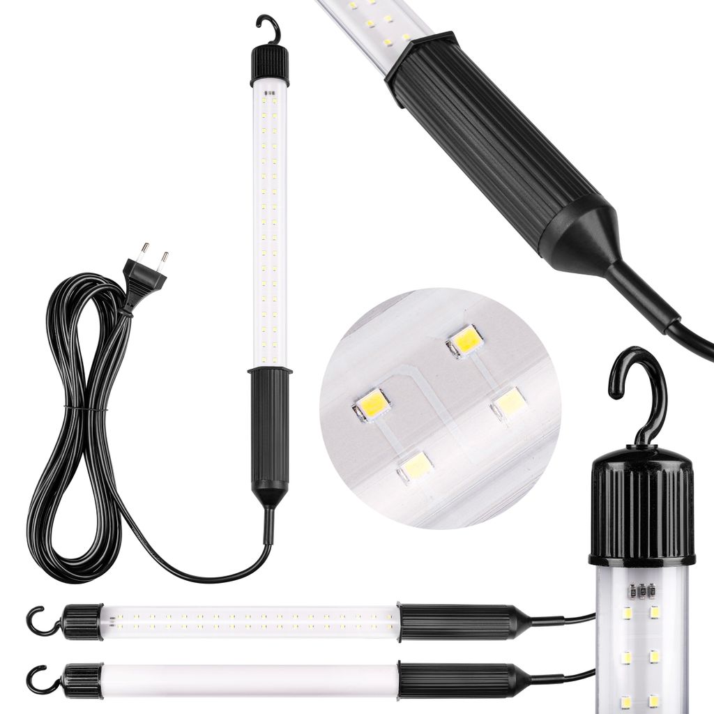 LED Werkstattleuchte 4W SMD LED 450lm 6500K Kaltweiß IP20 5m Kabel Schwarz